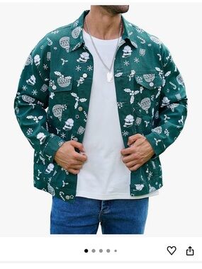 Men's Green Printed Casual Jacket